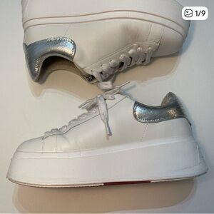 Ash White and Silver Platform Sneakers Size 9 (39) SB-1